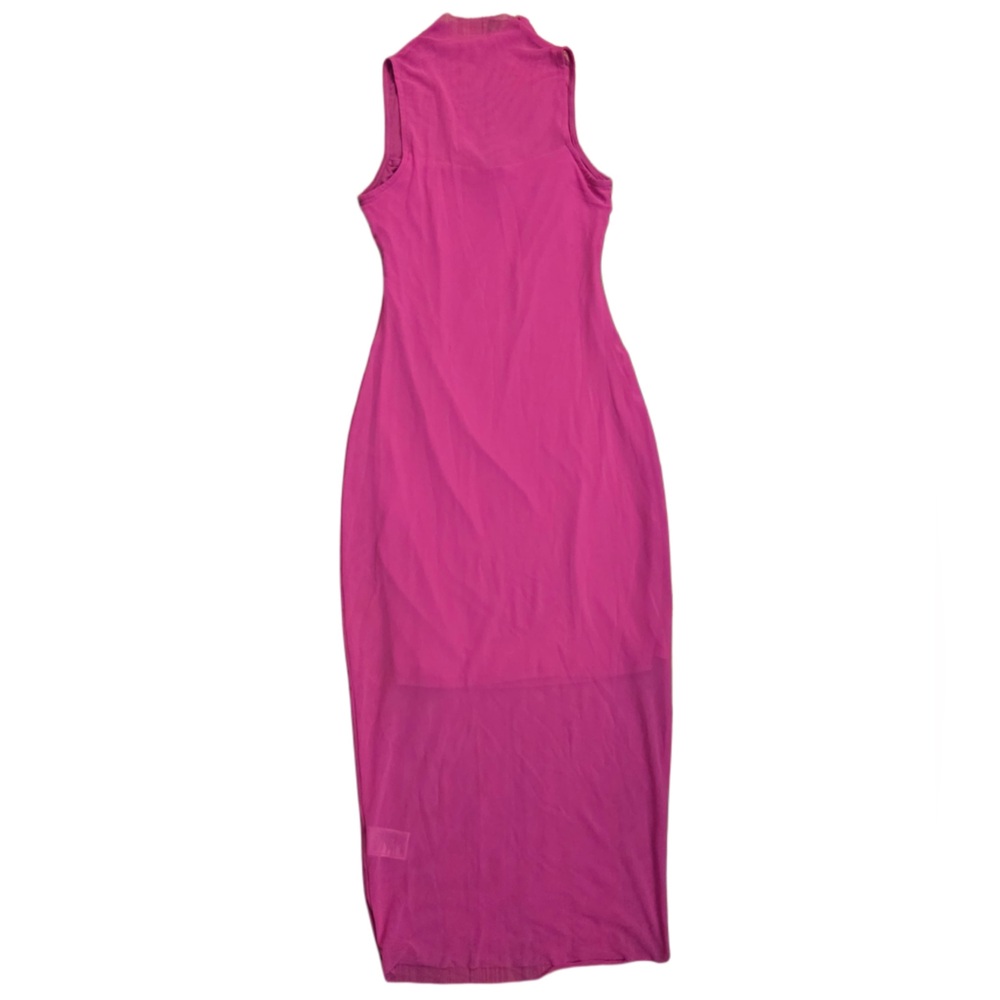 Steve Madden Vibrant Pink Body Con Mock Turtle Neck MIDI Maxi Dress with lining